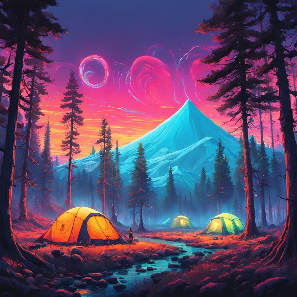 Psychedelic Dreamscapes in Electric Vibrance