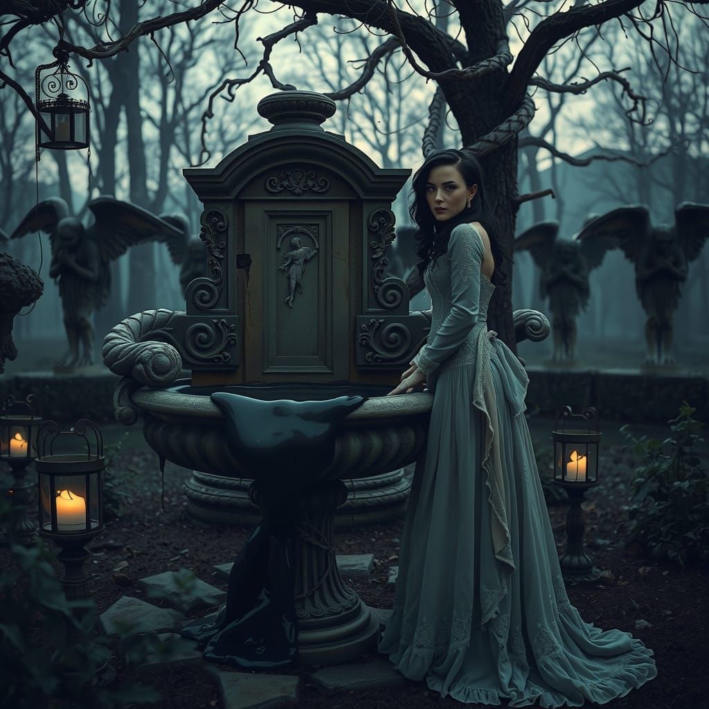 Sinister Victorian Garden at Twilight