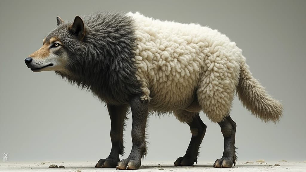 Wolf-Sheep Hybrid in Striking Contrast, Cyberpunk Visionary ...