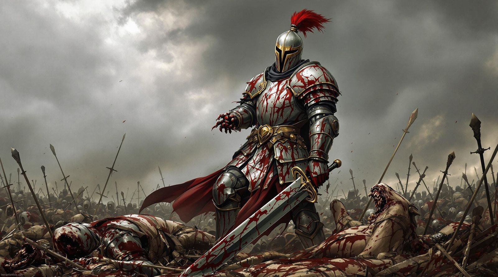 Vindicated Knight Stands Amidst Battlefield Ruin