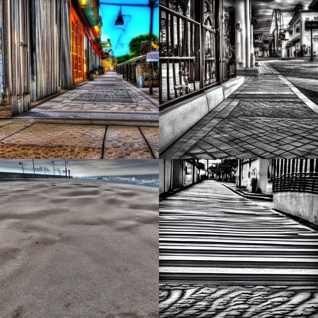 Hyperrealistic Beach Sidewalk Scene