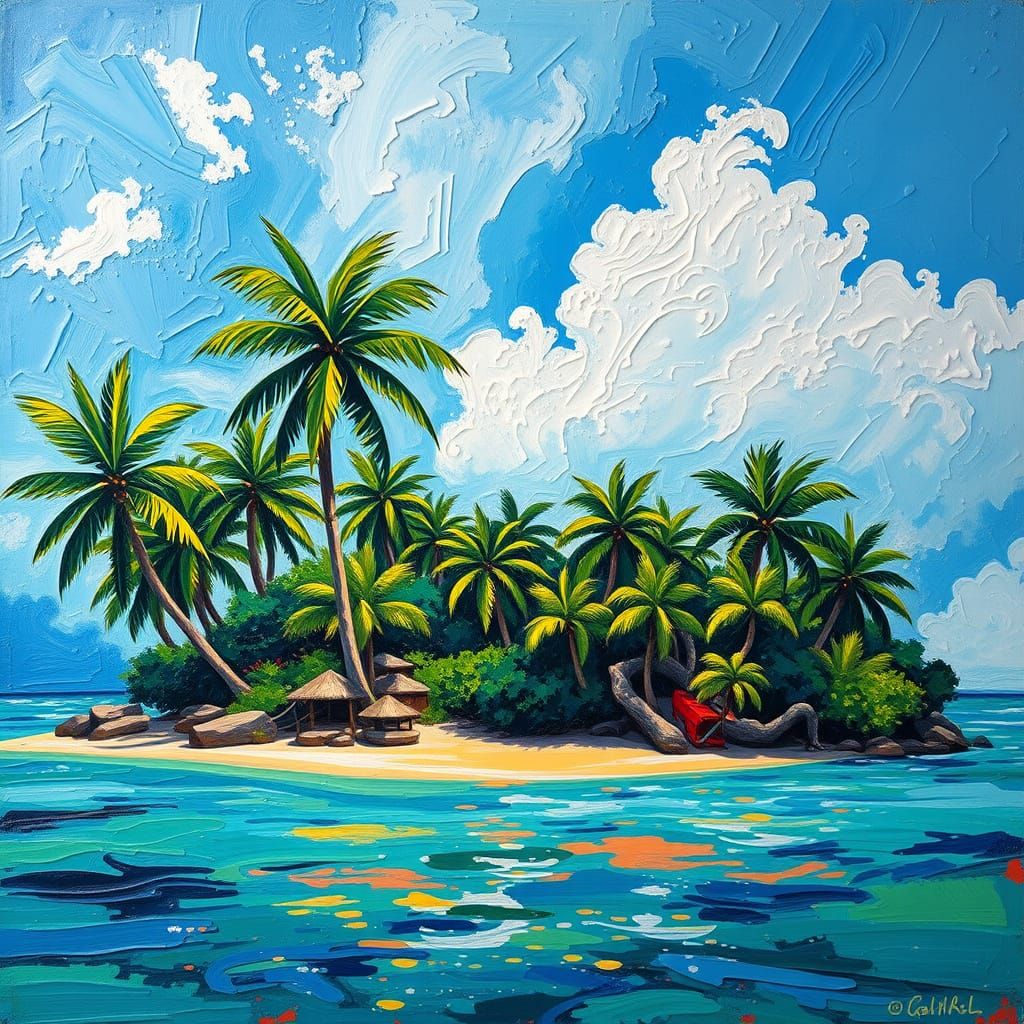 Neo-Impressionist Paradise of Tropical Bliss