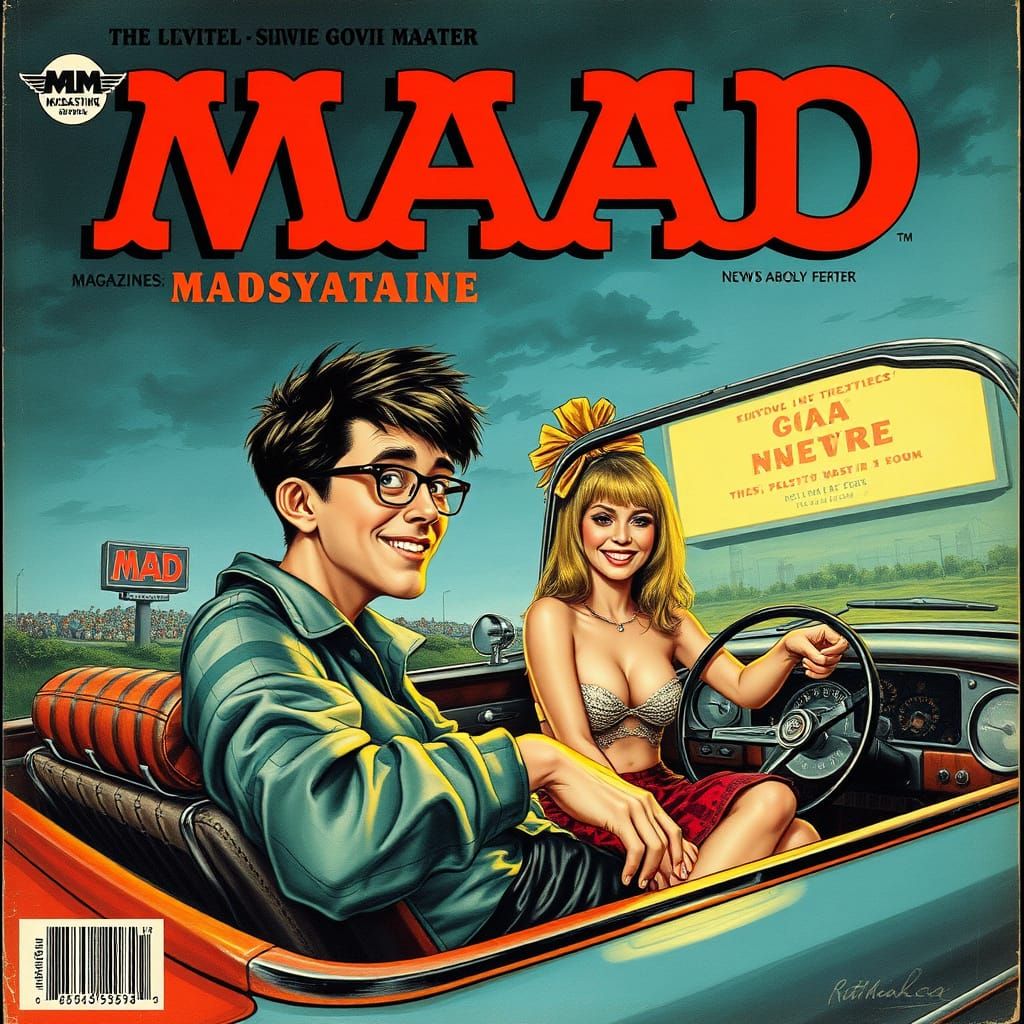 MAD Magazine Cover: Nerdy Guy and Goth Girlfriend