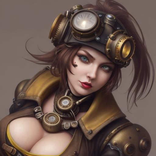 Vibrant Yellow Steam Punk Lady