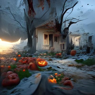 Vibrant Gothic Cathedral in Fiery Orange and Black