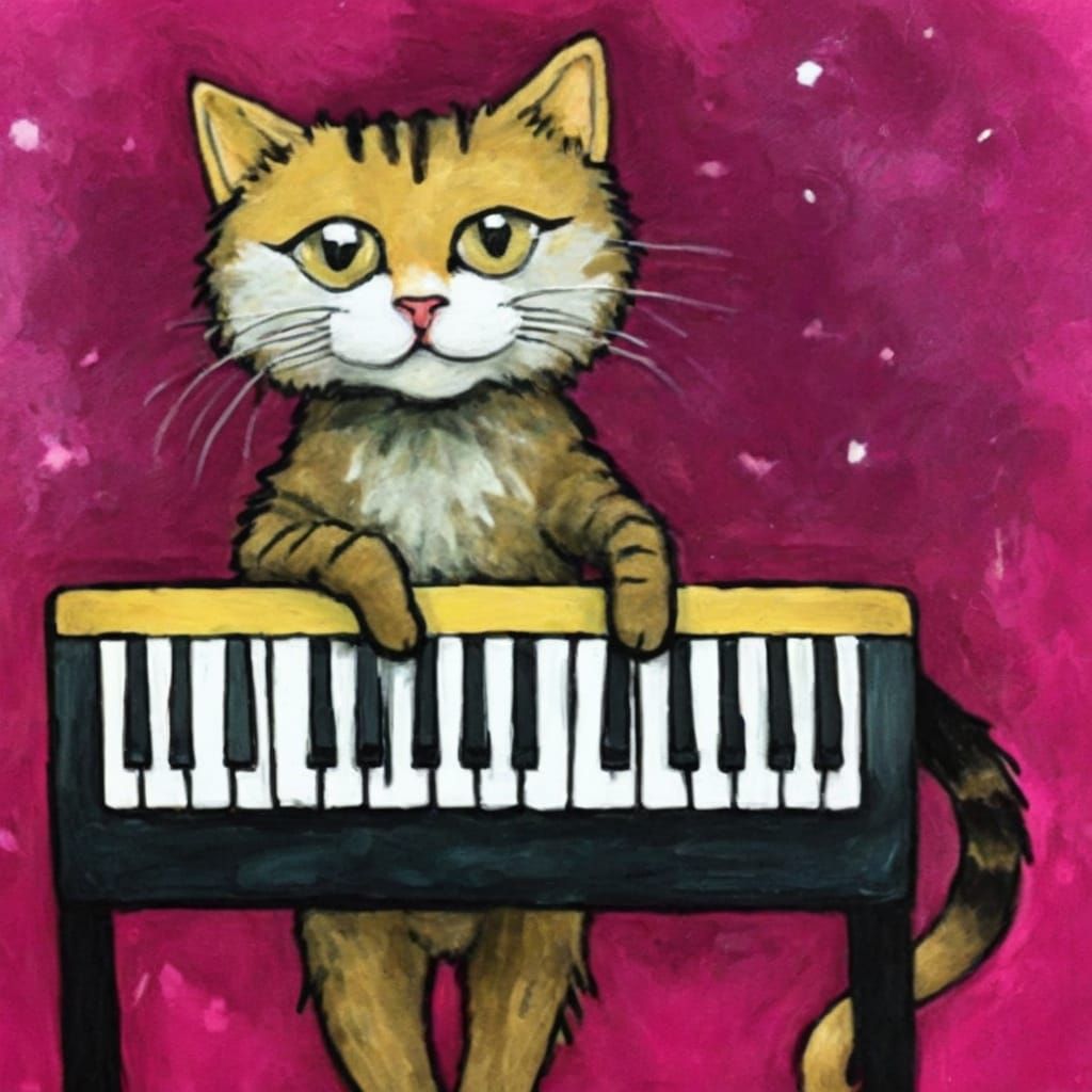 Cat Plays Keyboard in AI Generated Image