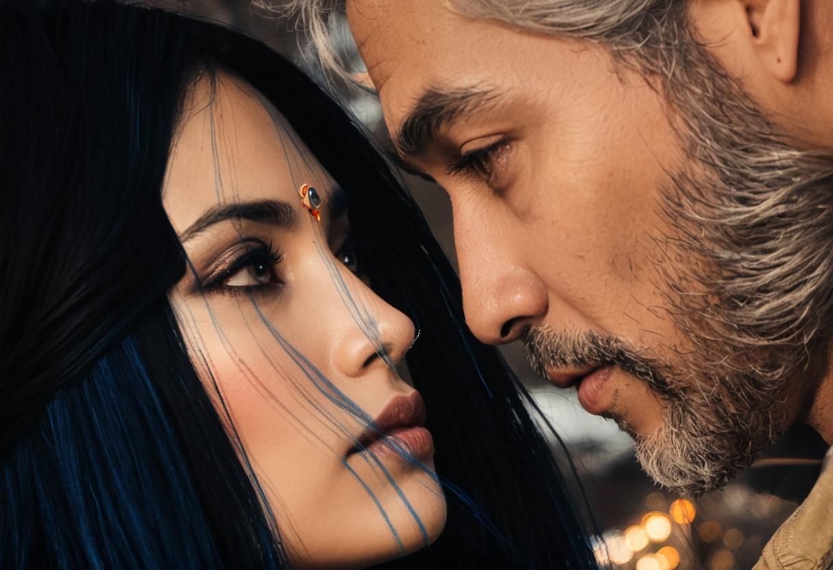 Cinematic Couple Kiss: A Moonlit Moment