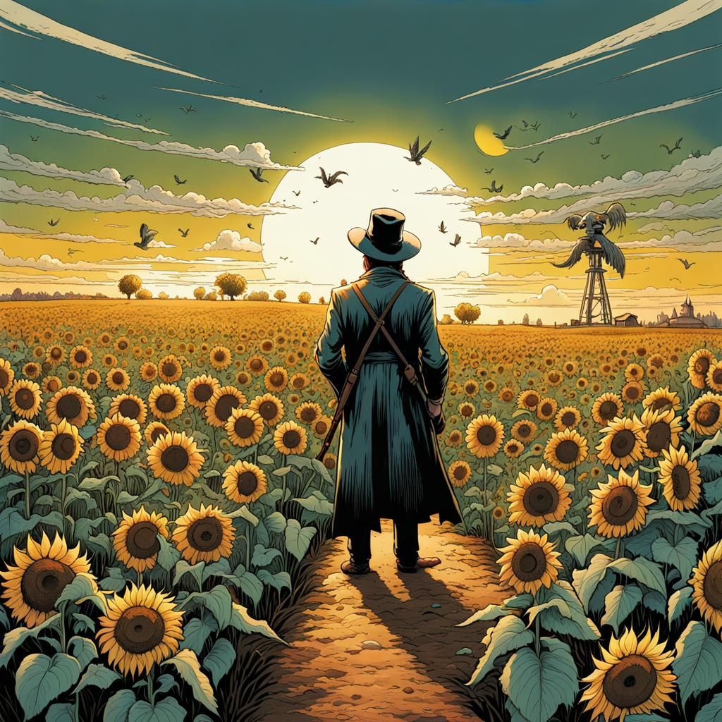 Sunflower Field Eulogy in Digital Art