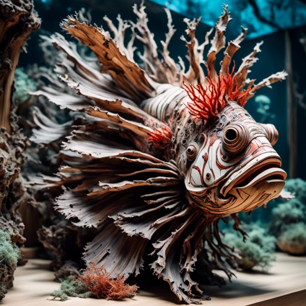 Ethereal Mandelbulb Creature Emerge from Ancient Glassy Wood