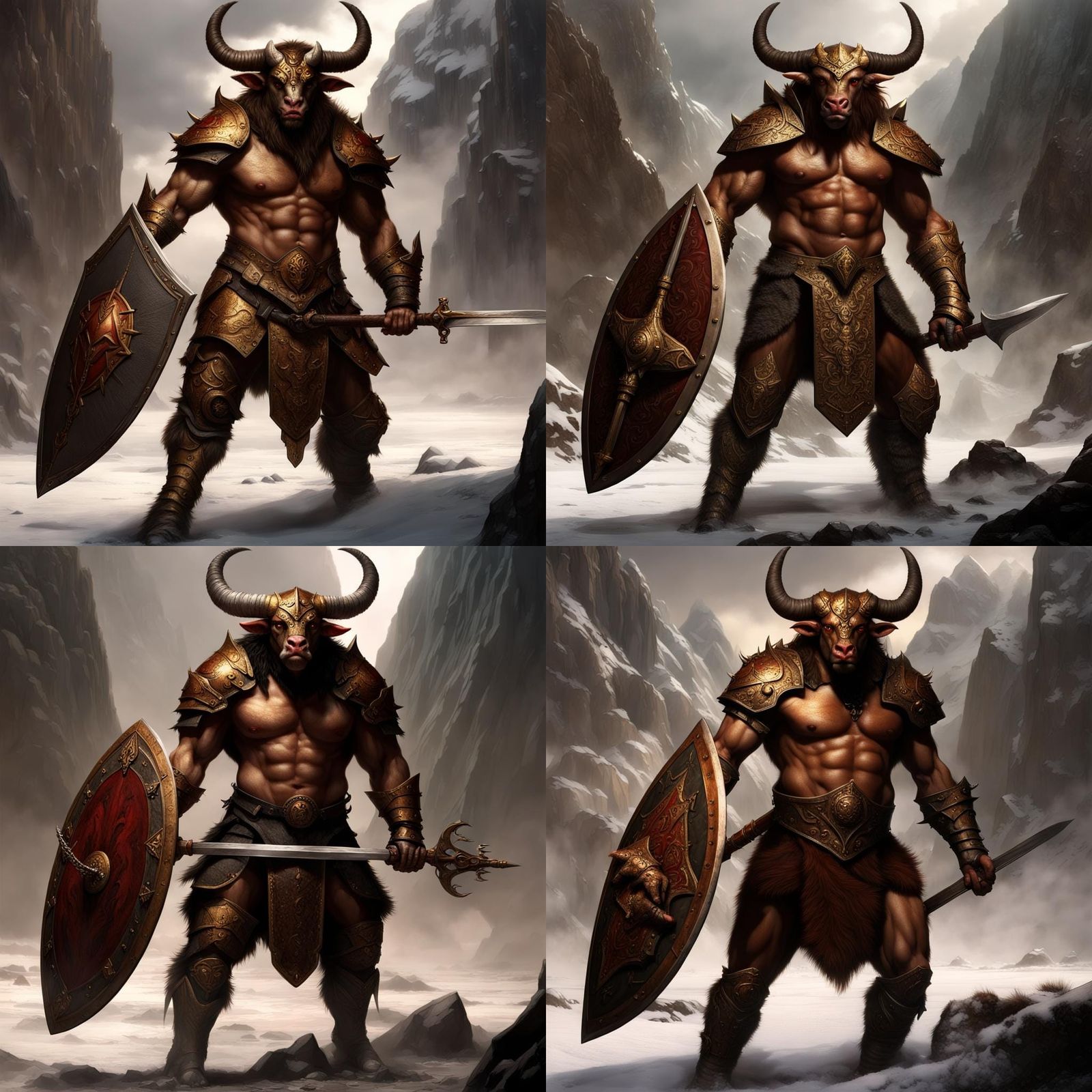 Epic Minotaur Warrior in Chain Mail Armor