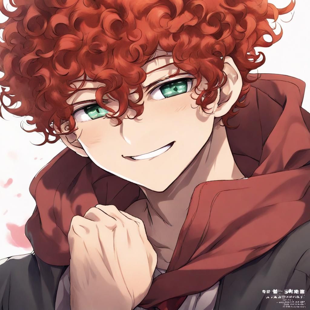 Red-Haired Anime Boy Captured in Soft Smile