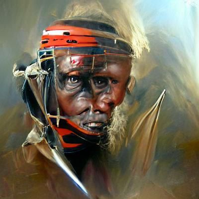 Traditional Tanzanian Massai Warrior in Oil Painting Style