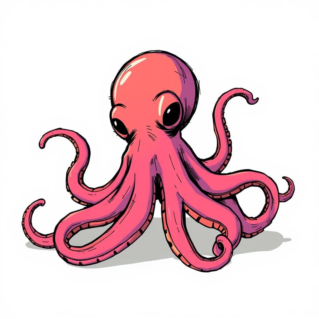 Vibrant Anime-Style Octopus Logo with Retro Flair