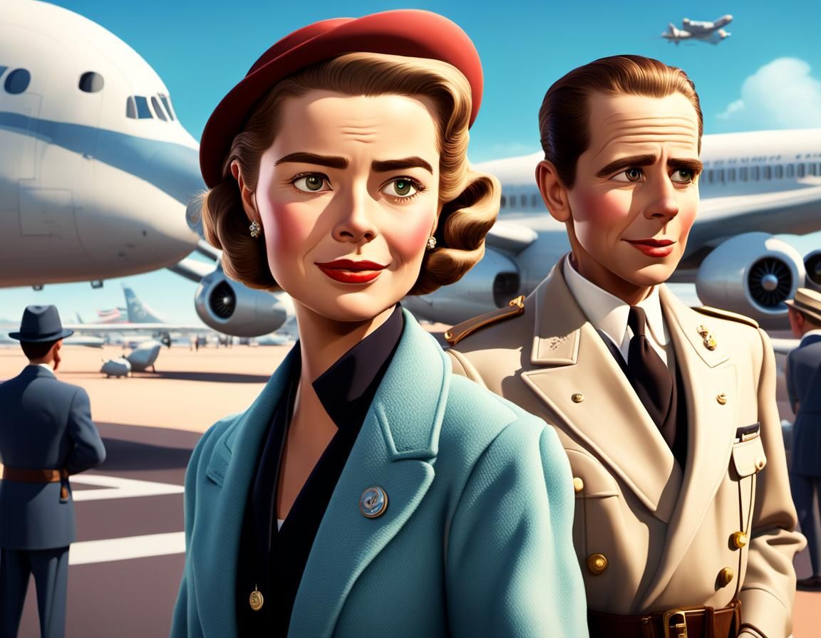 Classic Hollywood Icons in Vibrant Pixar-Inspired Airport Sc...