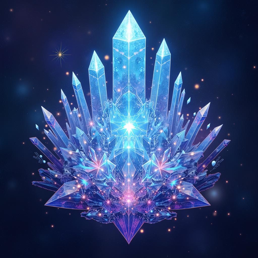 Cosmic Crystal Portal in Vibrant Blues and Purples