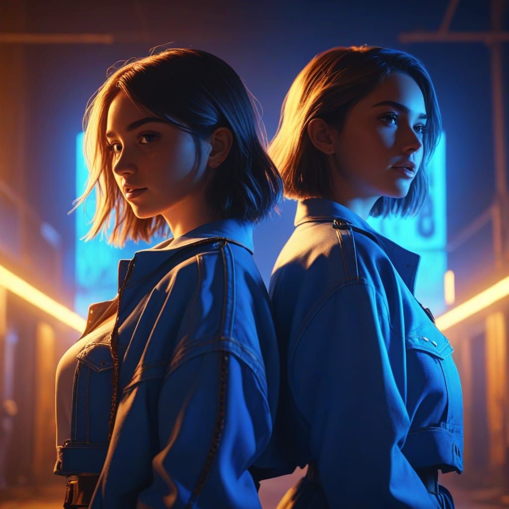 Anime-Style Film Still of Nissi and Teni