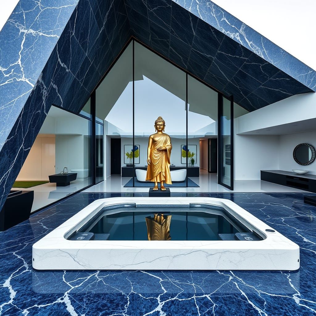 Brutalist Dream Home with Lapis Lazuli Facade and Luxurious ...