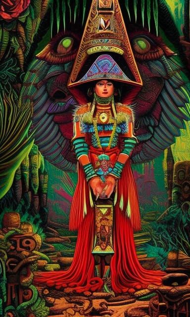 Ancient Mayan Priestess Prepares Ominous Sacrifice in Gothic...
