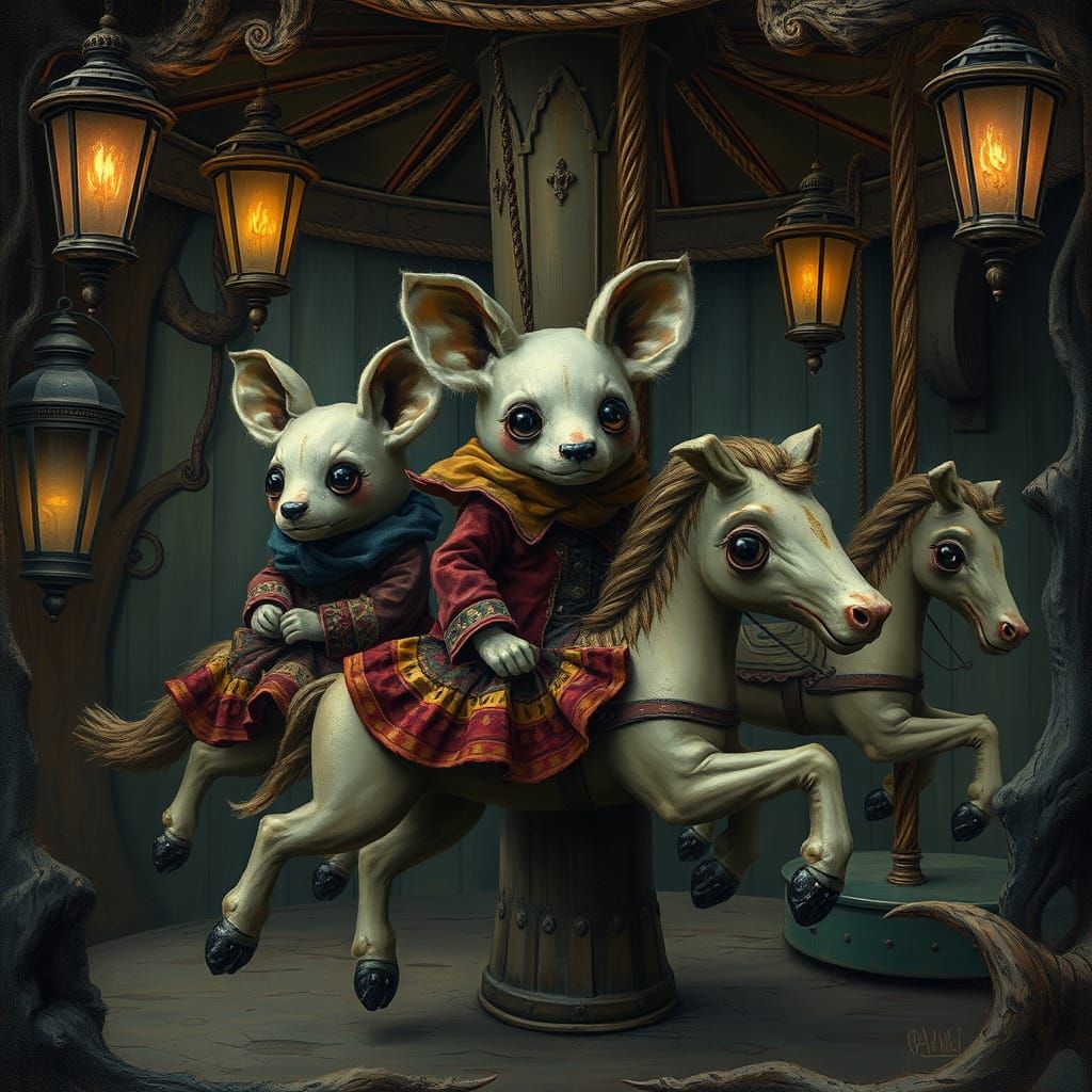 Antique Stuffed Animals Ride Eerie Carousel in Burtonesque S...
