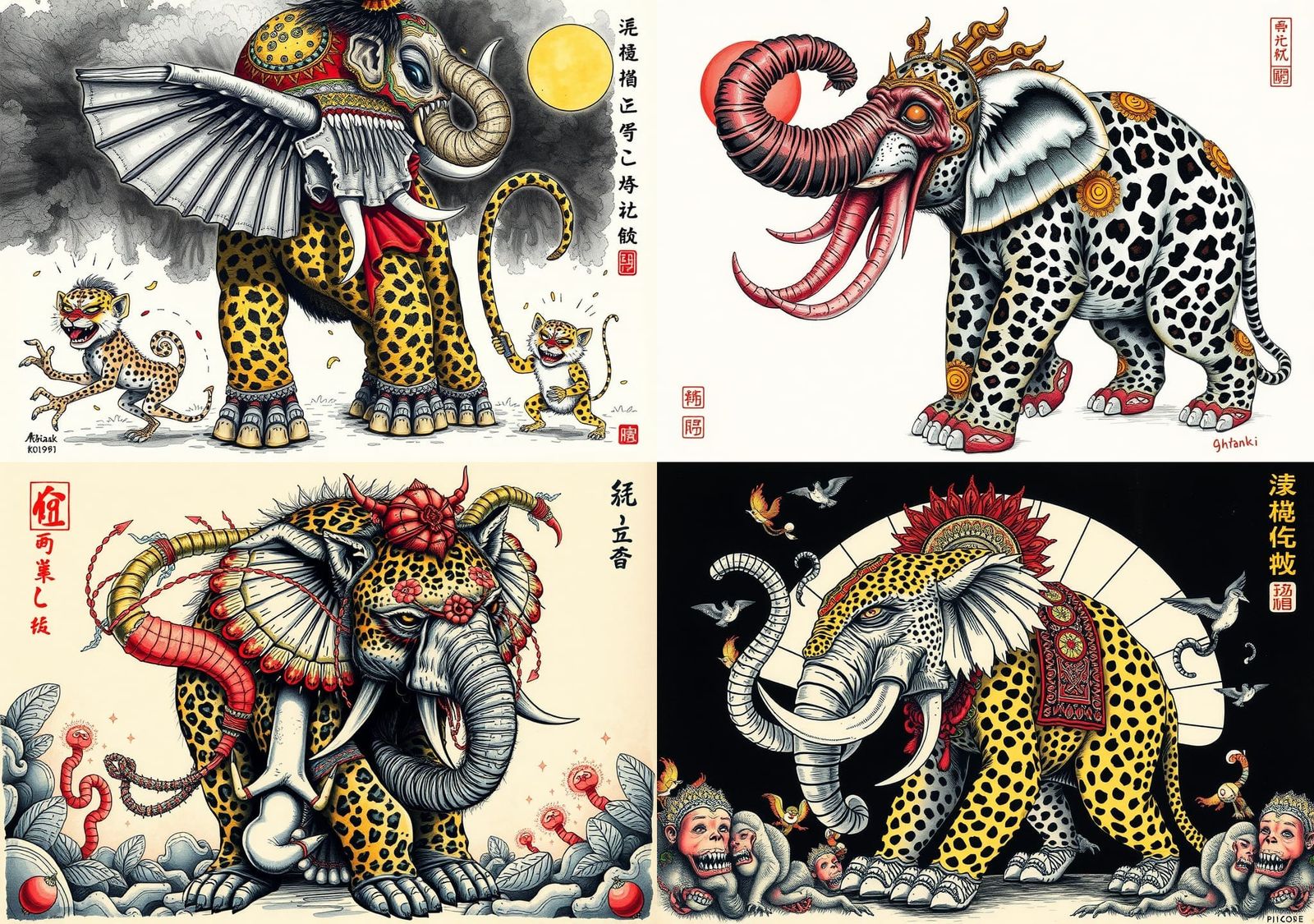 Surreal Indian Horror Homunculus in Traditional Chinese Ink....