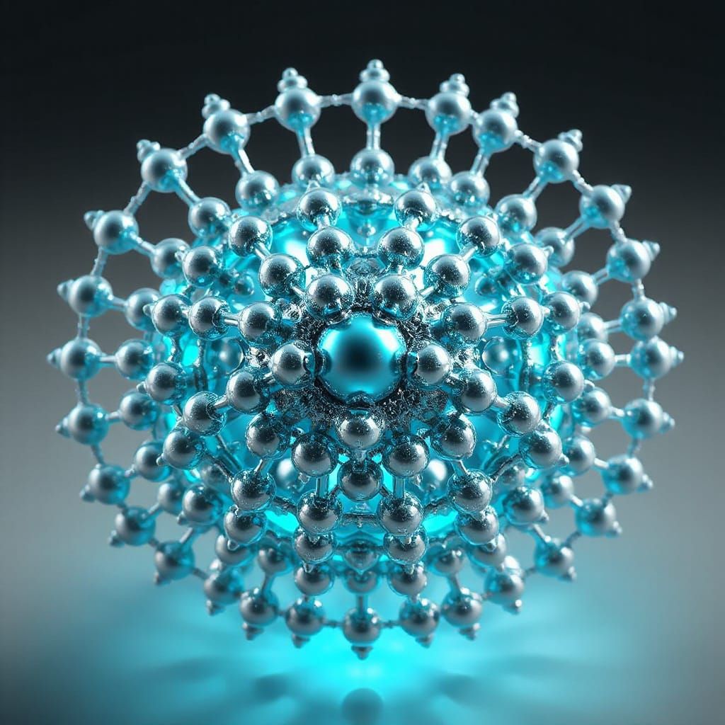 Glowing Fractal Nanoparticle Cluster in 3D Render