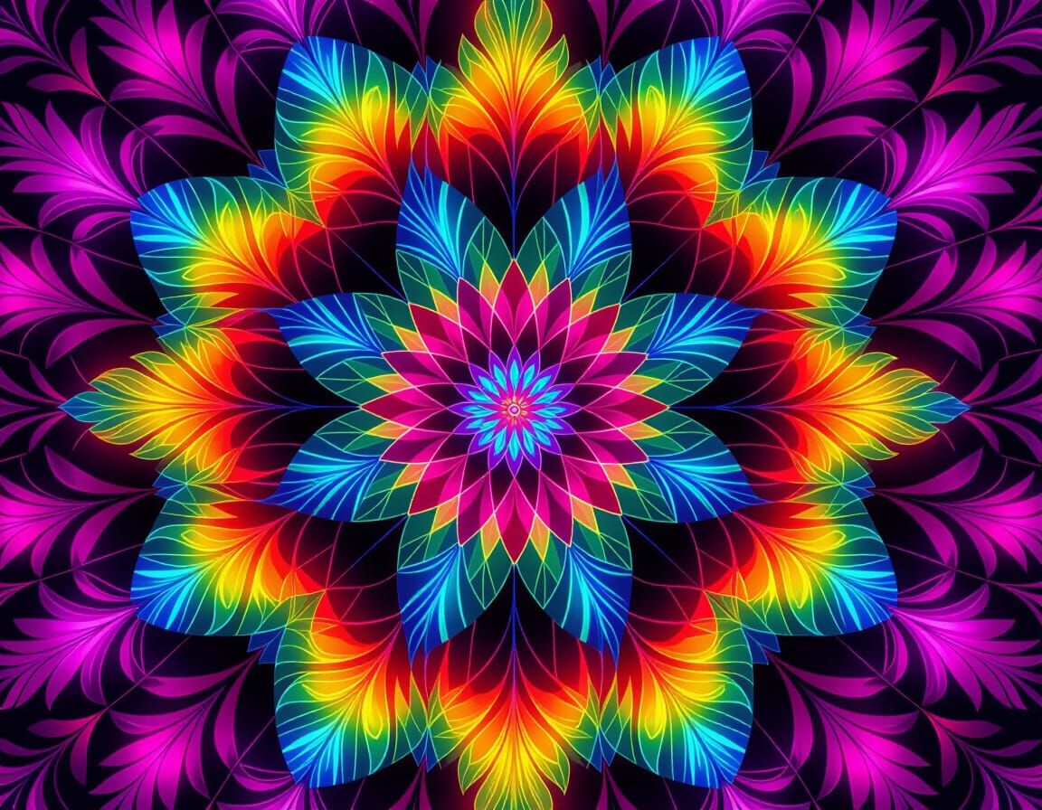 Exotic Birds in Kaleidoscopic Symmetrical Design