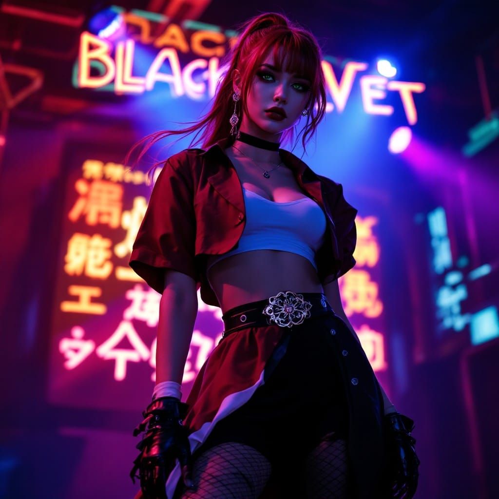 Confident Redhead Goddess on the Tokyo Nightclub Stage