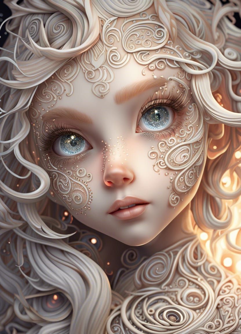 Detailed Portrait of a Glowing Young Blonde Girl