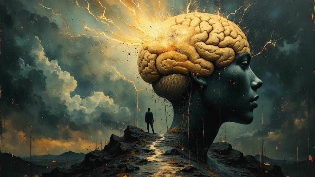 Stormy Thoughts Inside a Brain: Hyper-Realistic Fantasy Art
