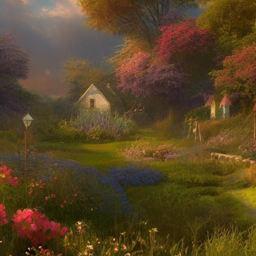 Rural Fantasy Garden in Golden Hour