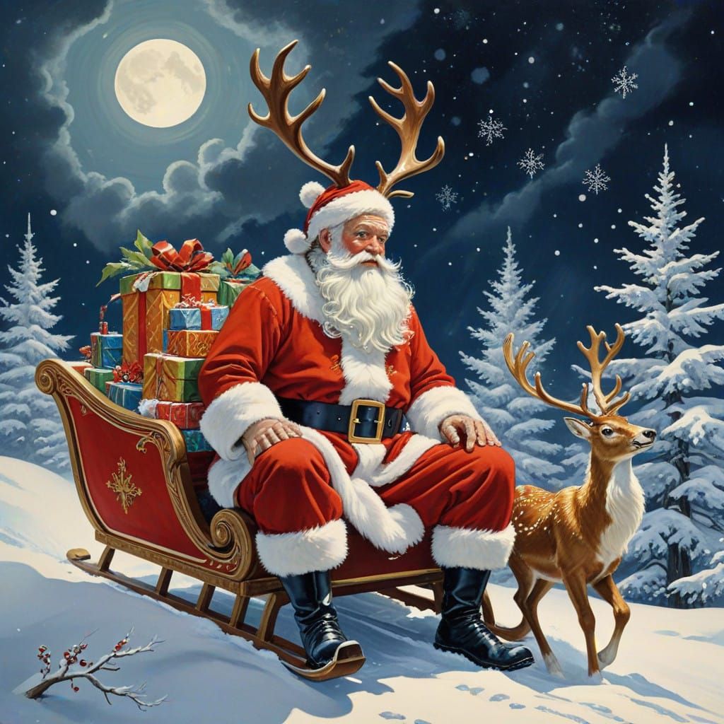 Jolly Santa Claus in Vibrant Winter Wonderland