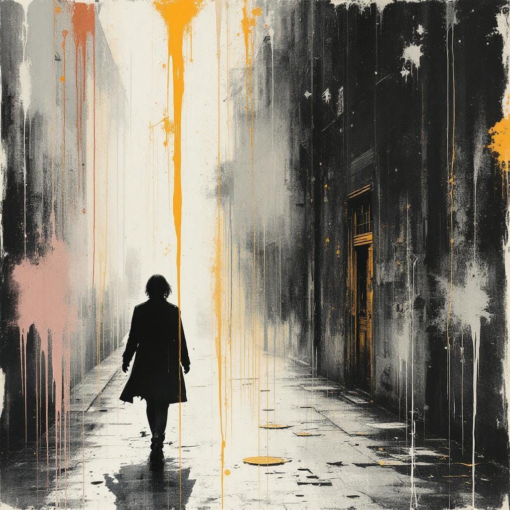 Abstract Double Exposure with Paint Drips