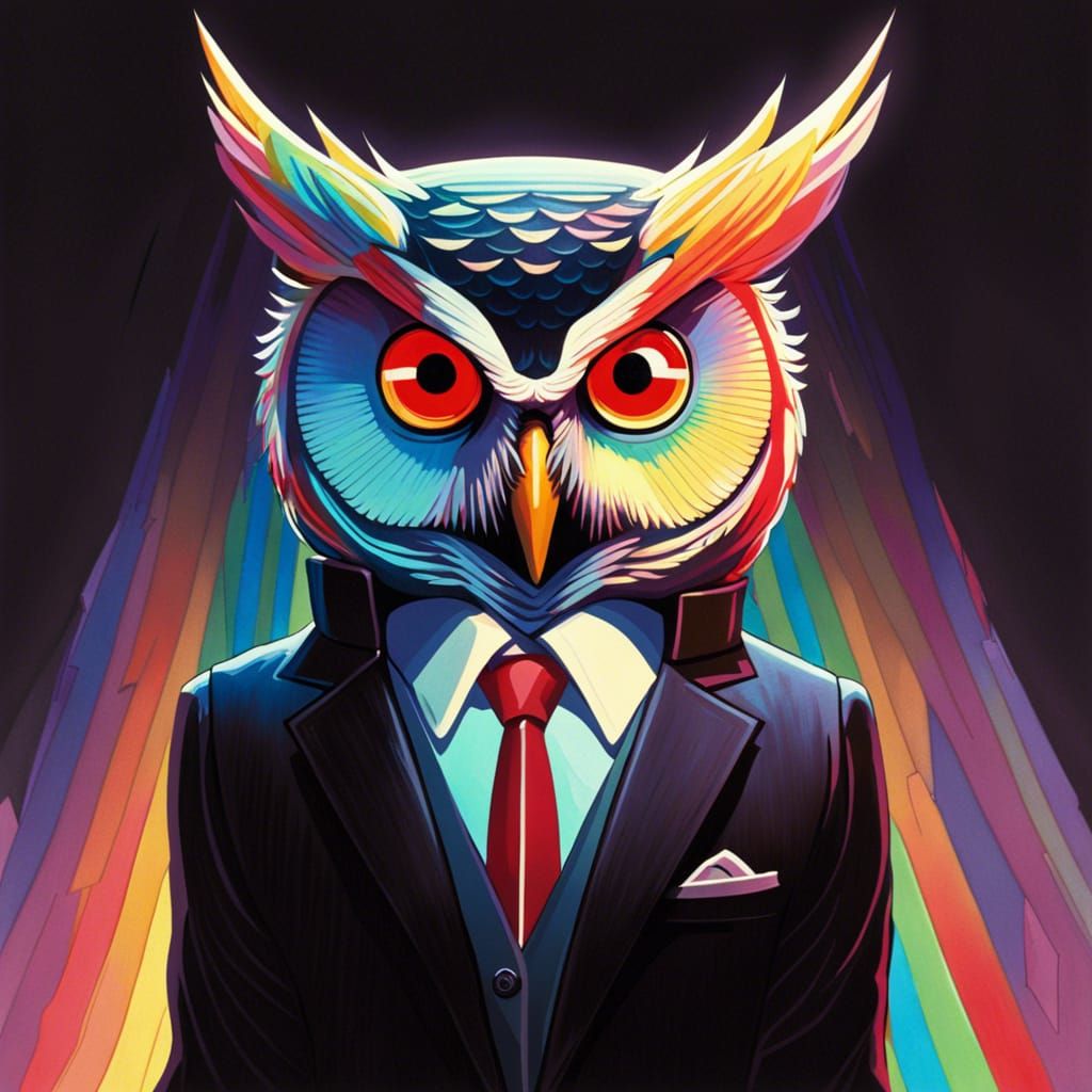 Surreal Hyperrealistic Owl Portraits in Pastel Rainbow