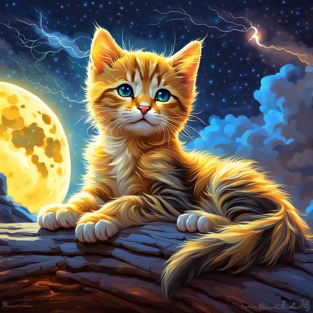 Enchanted Moonlit Scene in Whimsical Digital Art