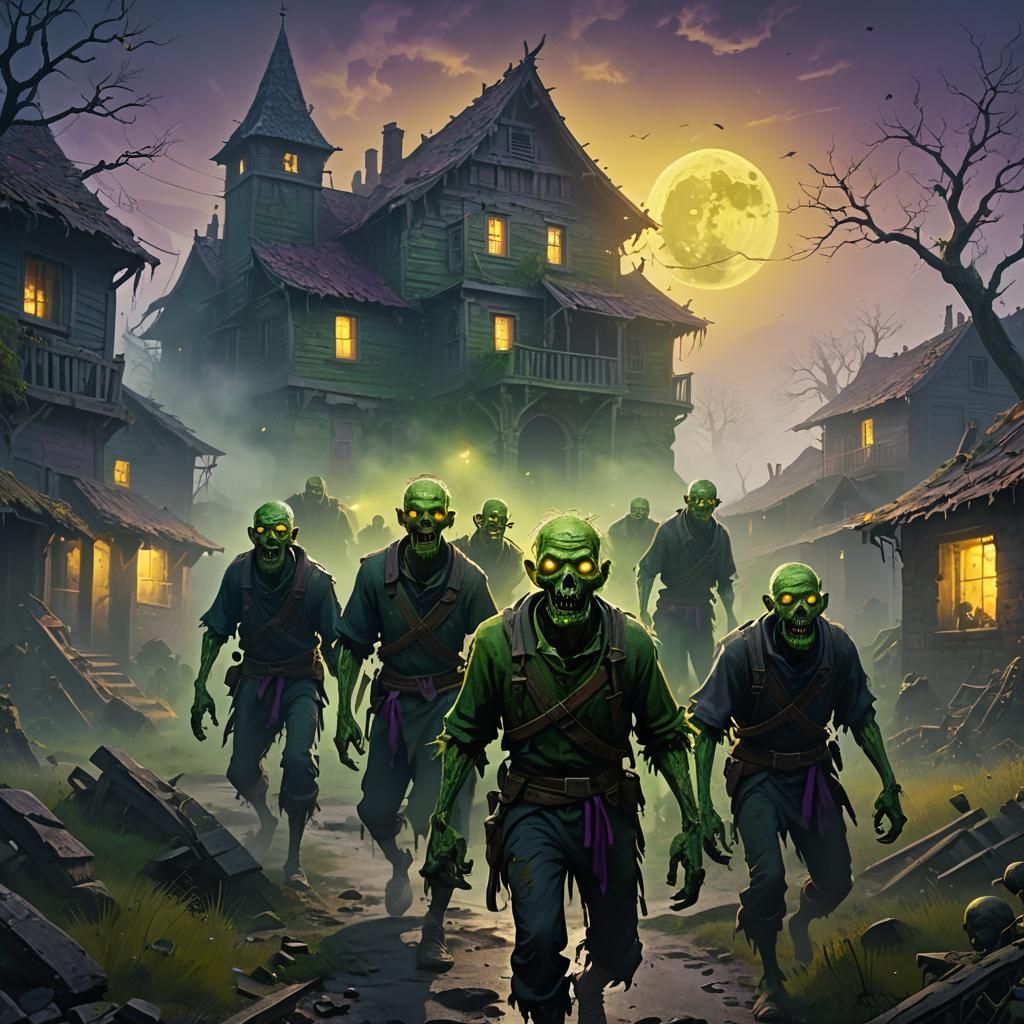 Mysterious Green Zombies Stagger Through a Misty, Abandoned....