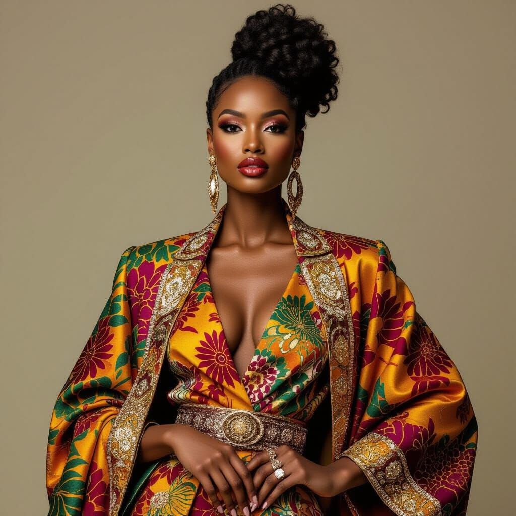 African American Model in Luxurious High Fashion