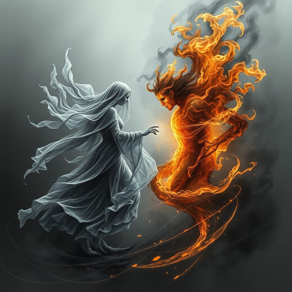 Ethereal Water Spirit Meets Fiery Ember Spirit in Turbulent....