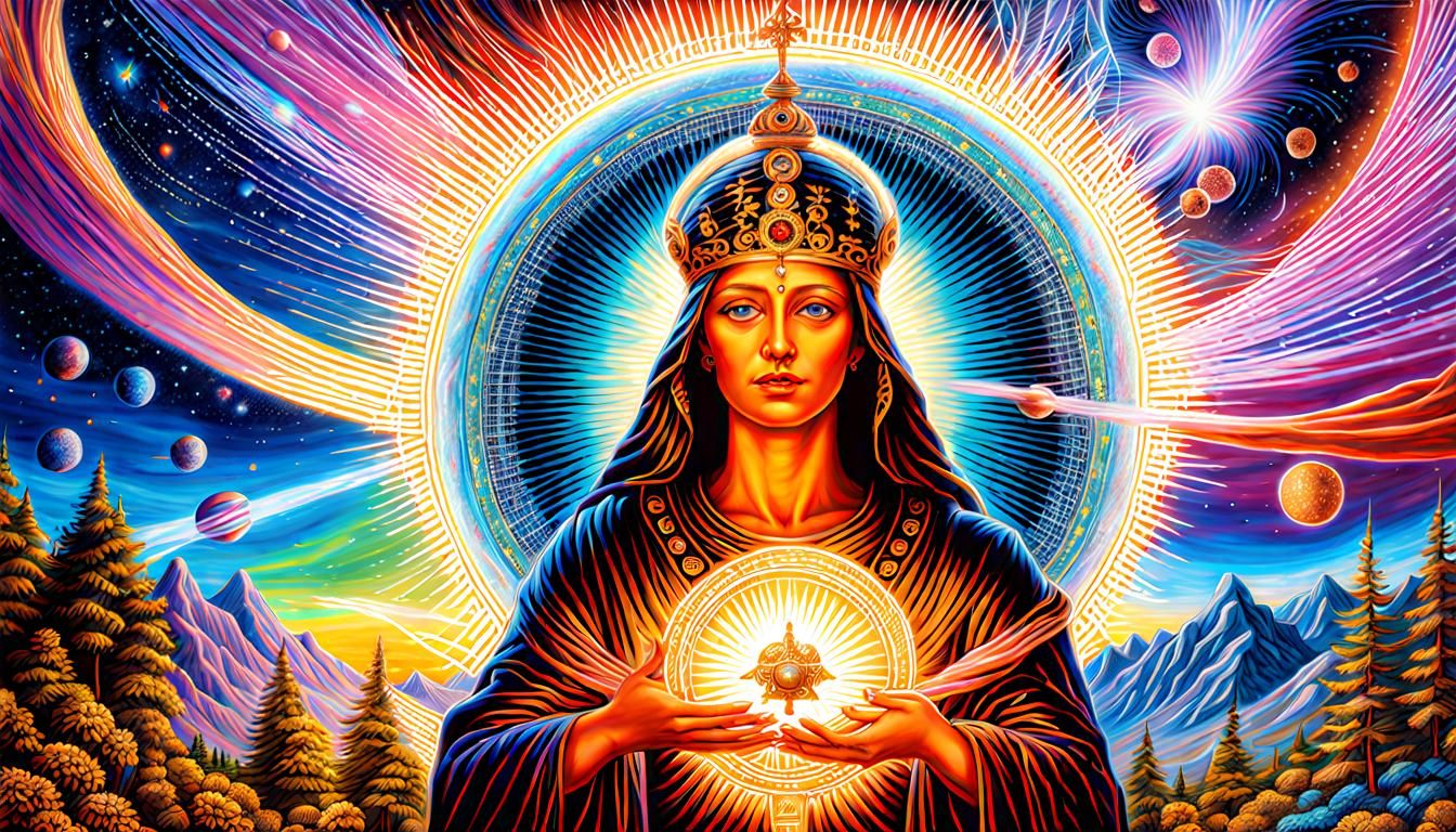 Compassion Oil Painting in Astral Cosmic Style