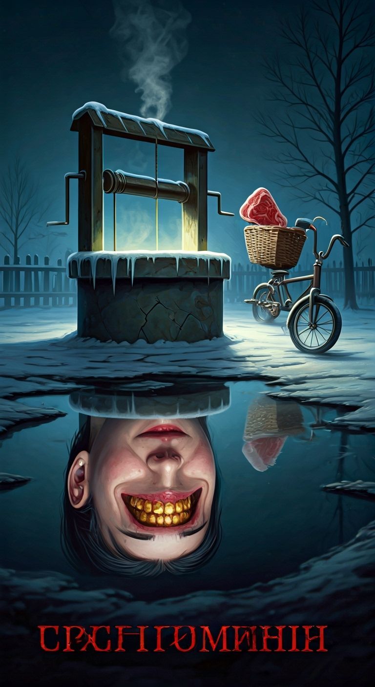 Psychological Splatterpunk Horror: Face in Well Reflection