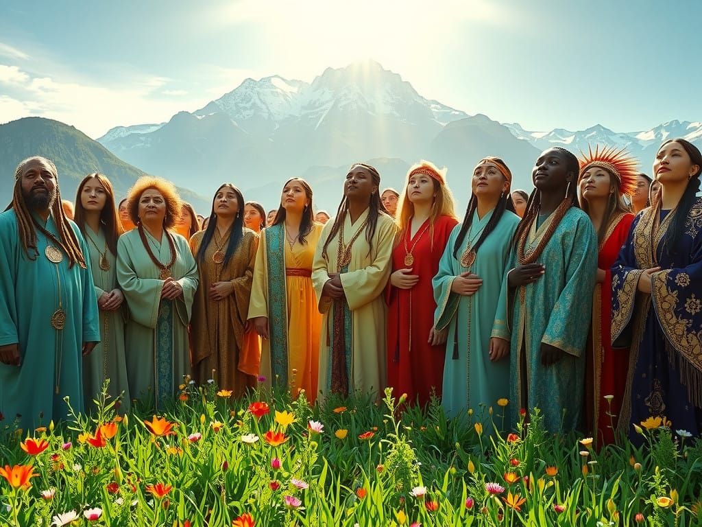 Harmonious Gathering in an Emerald Meadow, Inspired by Mysti...