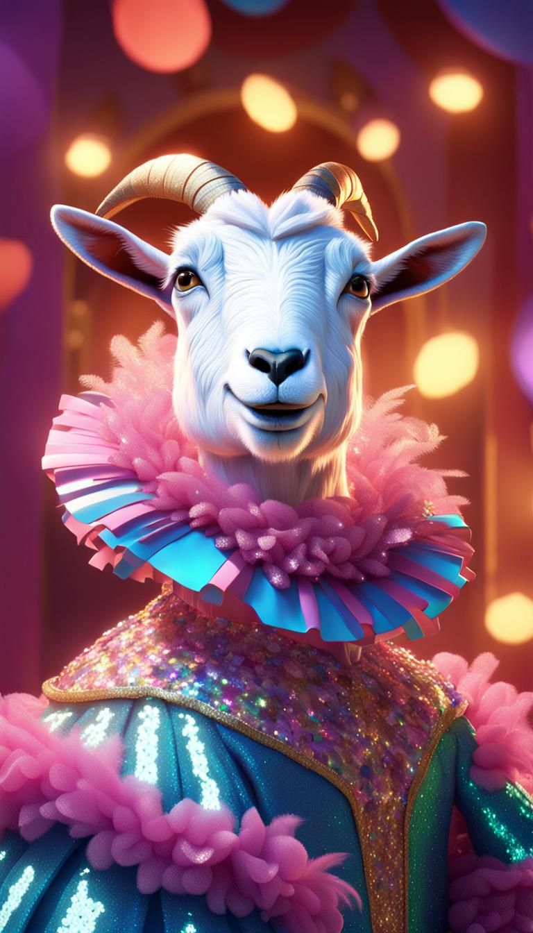Elegant Goat in Vibrant Renaissance Attire