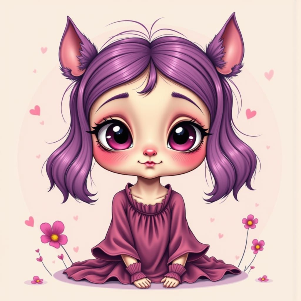 Mauve Whimsy Flux Caricature