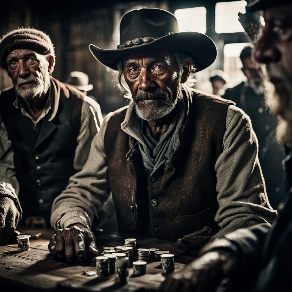 Saloon Card Game with Miners and Gunslingers