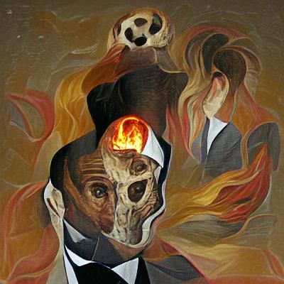 Dark Gothic Gentleman in a Blazing Inferno