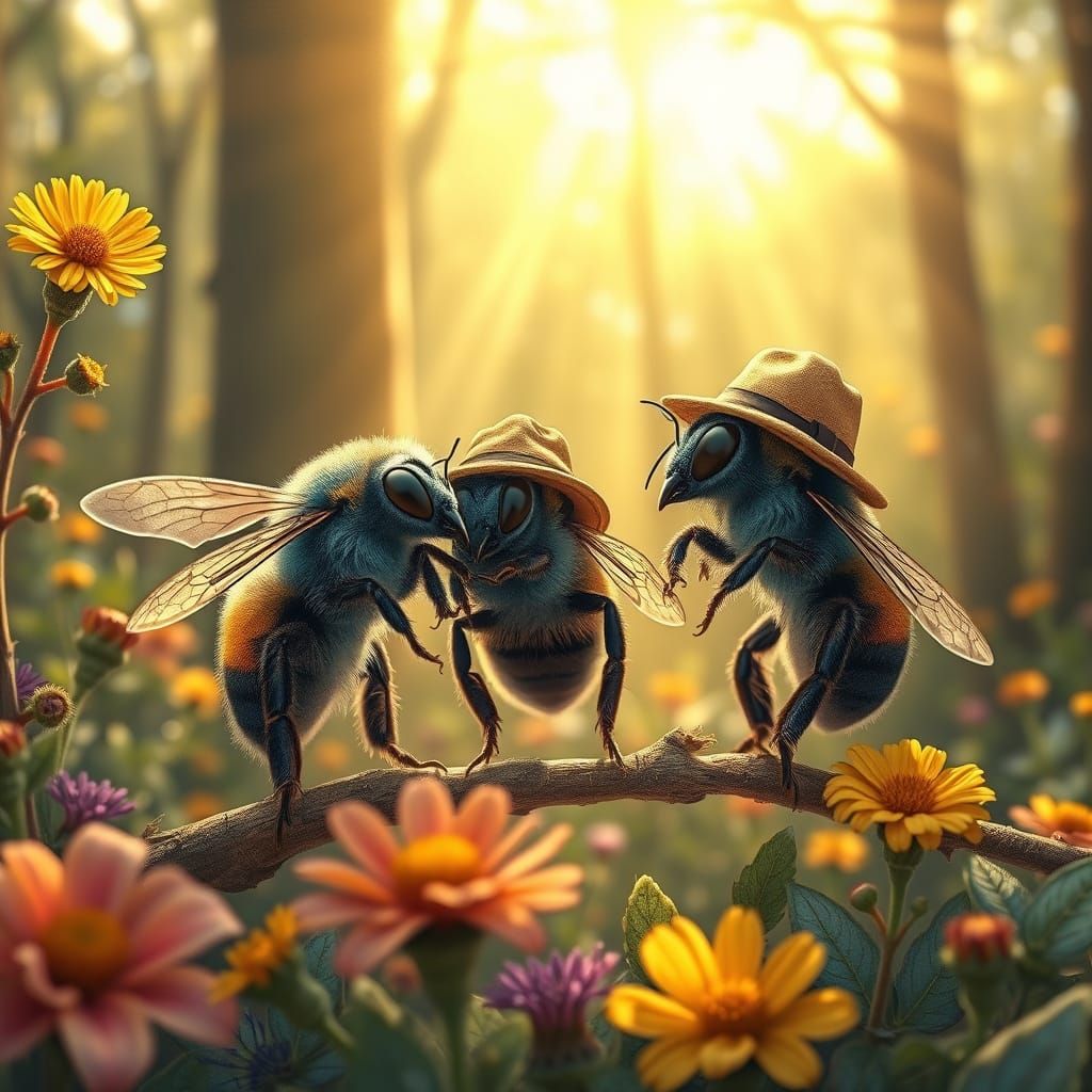 Australian Blue Carpenter Bees in Whimsical Akubra Hats