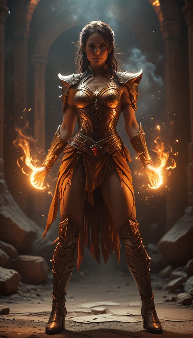 Sorceress Ignites the Battlefield in Epic Cinematic Style
