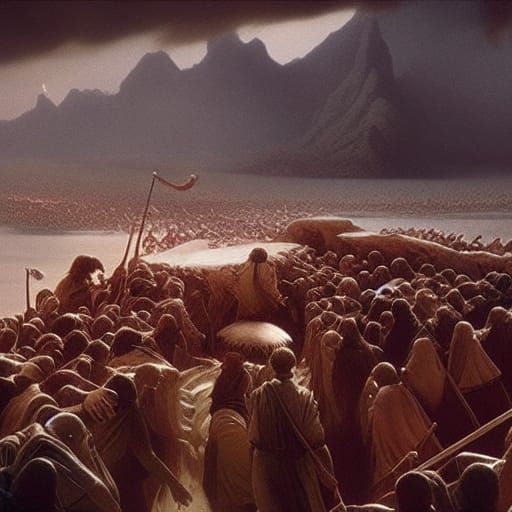 Epic Digital Painting of Moses Parting the Red Sea
