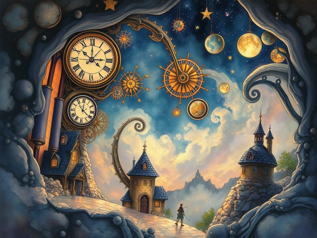 Mystical Realm of Clockwork and Celestial Bodies