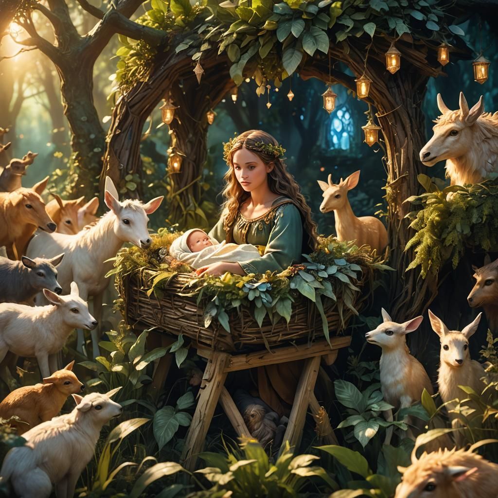 Babe in a Sacred Forest Glade