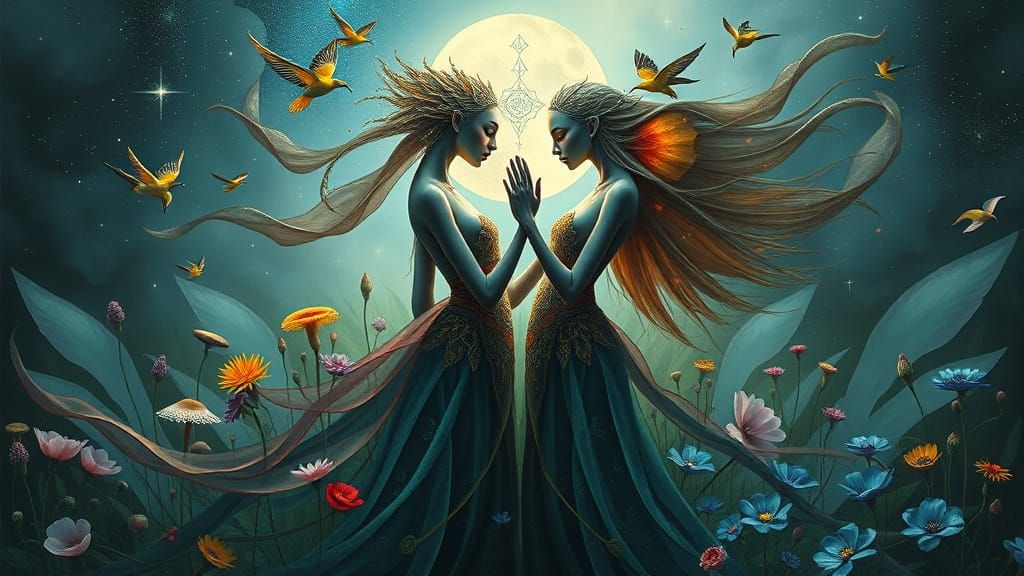 Ethereal Cosmic Dance in Vibrant, Dreamlike Realms